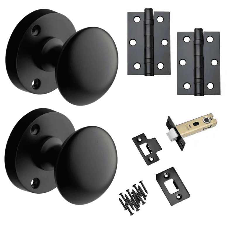Orion Sprung Mortice Door Knob - Matte Black - Complete Door Pack - Designer Levers