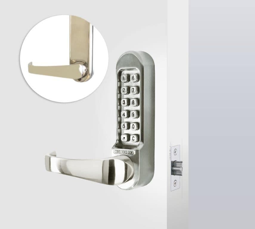 Mechanical Dual Plate Tubular Mortice Latch Lock - Keypad - Heavy Duty - PVD Stainless Steel - Passage Set - 60mm Backset - Silver