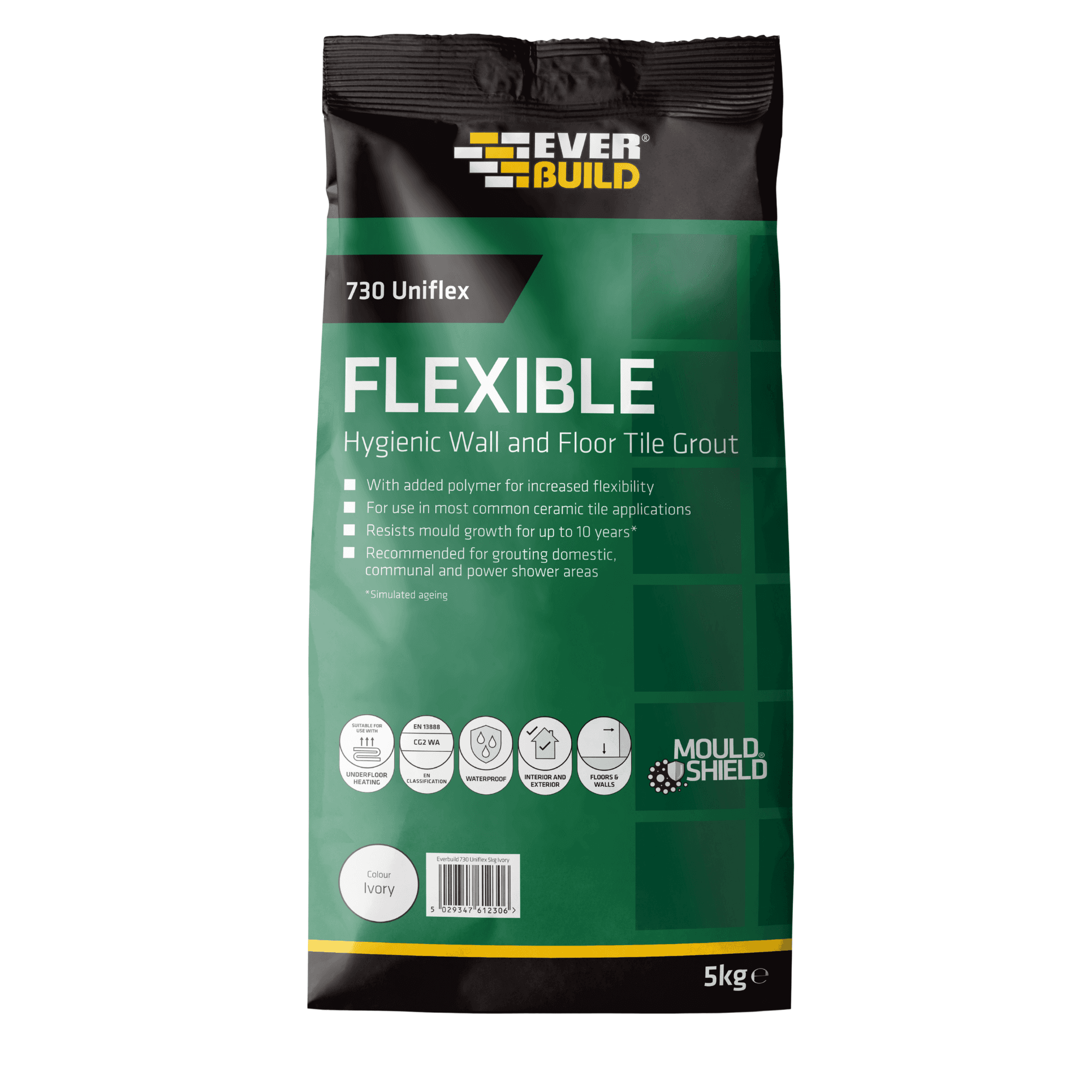 Everbuild 730 Universal Flexible Hygienic Wall and Floor Tile Grout ivory 1 KG