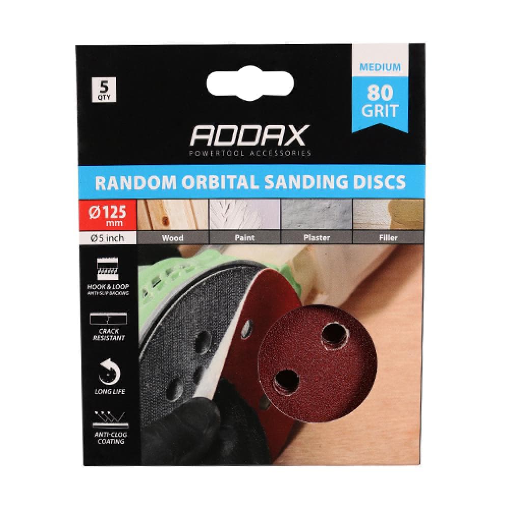 Timco 231555 Random Orbital Sanding Discs - 80 Grit - Red 125Mm Pack 5