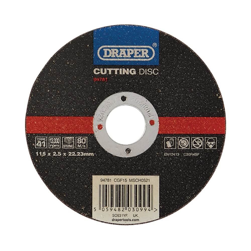 Draper 94781 Flat Stone Cutting Disc 115 X 2.5 X 22.23Mm each 1