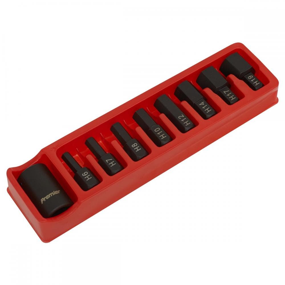 Sealey AK5609 Impact Hex Bit & Holder Set 9Pc 1/2inSq Drive