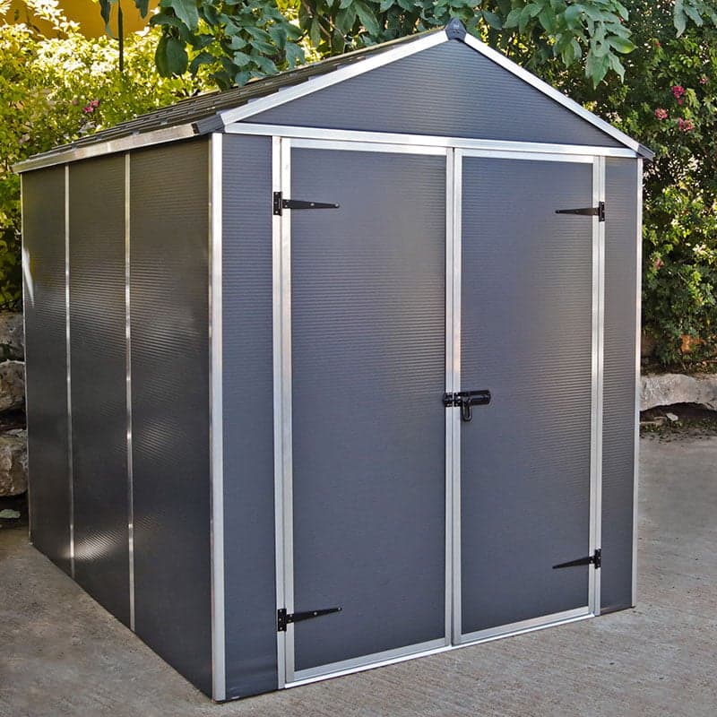 6' x 8' Palram Canopia Rubicon Multi-Wall Premium Dark Grey Apex Plastic Shed (1.85m x 2.28m)