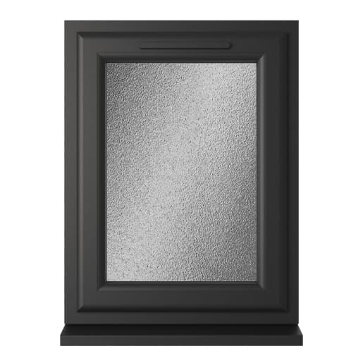 Crystal Double Glazed uPVC Window Black/White Left Hung 965mm x 610mm Obscure