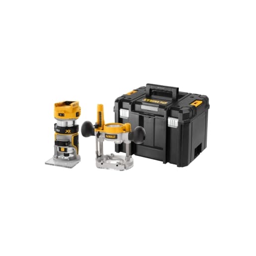 Dewalt 18v Xr Brushless 1/4in (8mm) Router Fixed & Plunge Bases - Bare Unit