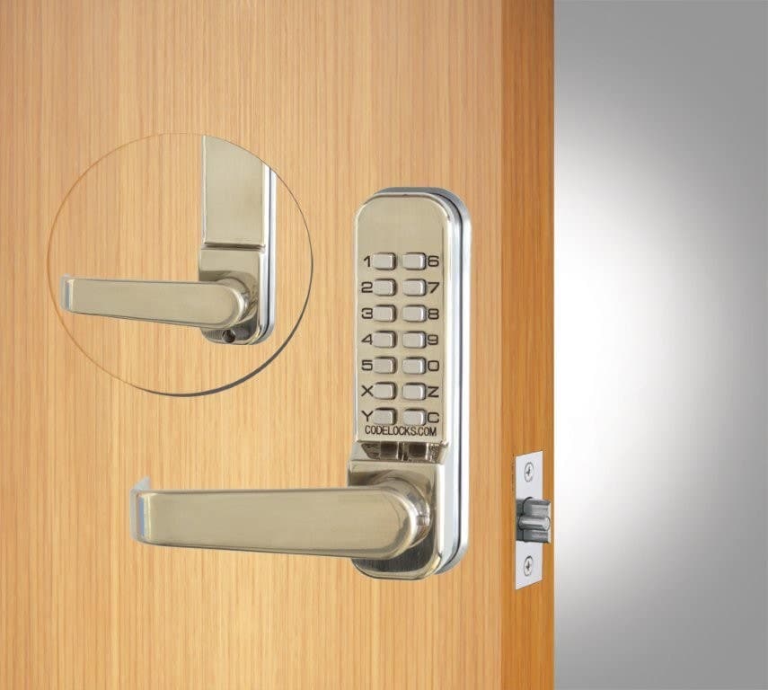 Mechanical Dual Plate Tubular Mortice Latch Lock - Keypad - Medium Duty - PVD Stainless Steel - 60mm Backset - Silver