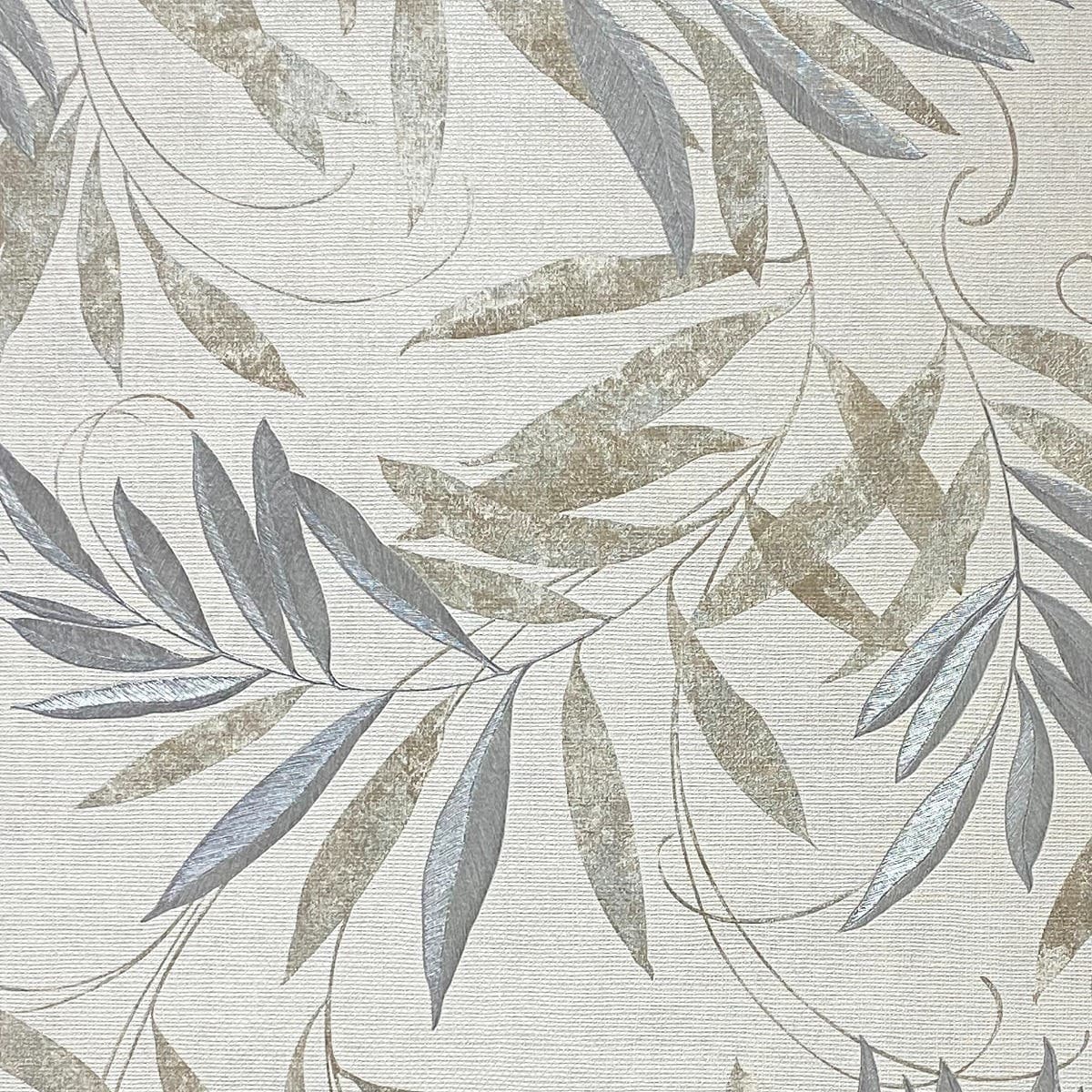 Luxury Leaf Natural Grey Wallpaper - 1005 x 53cm