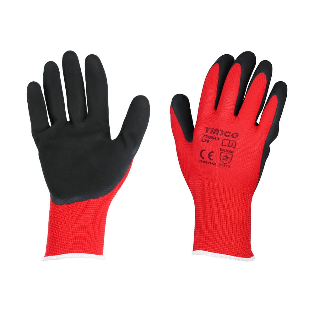 Timco 770847 Toughlight Grip Gloves - Sandy Latex Coated Polyester Large