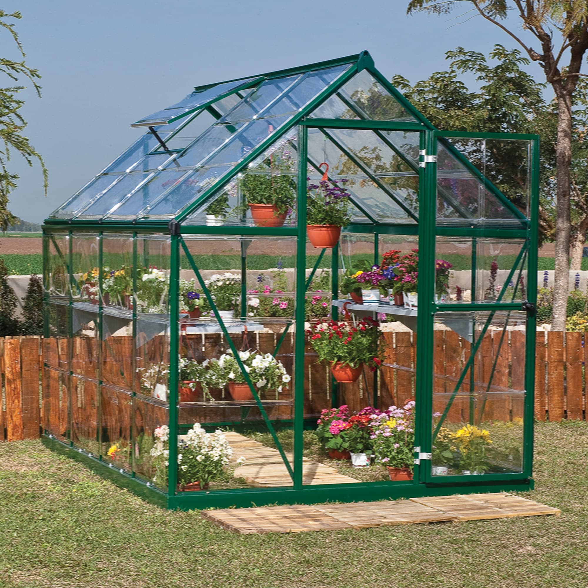 6â x 8â Palram Canopia Harmony Walk In Green Polycarbonate Greenhouse (1.85m x 2.47m)