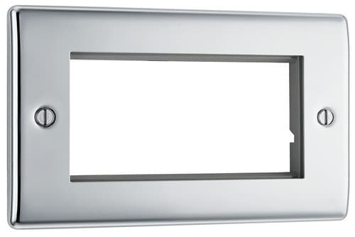 Nexus Metal Polished Chrome Quad Euro Module Aperture On Double Front Plate NPCEMR4-01