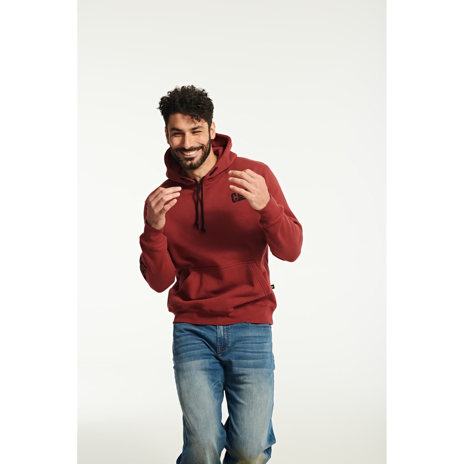 Caterpillar Trademark Banner Hooded Sweatshirt Size Lge Red Brick 38520-71792-05