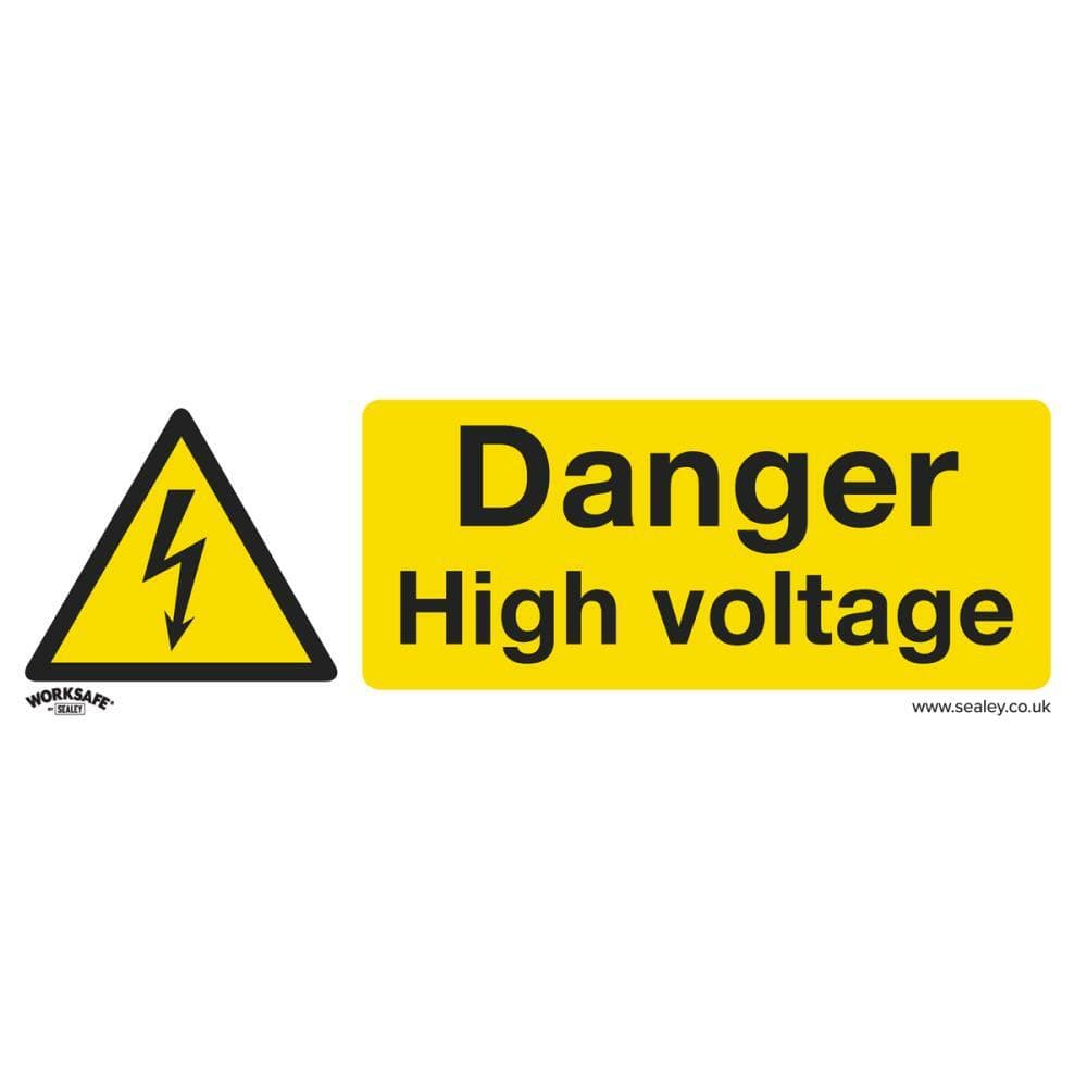 Sealey SS48V10 Warning Safety Sign - Danger High Voltage - Self-Adhesive Vinyl - Pack Of 10