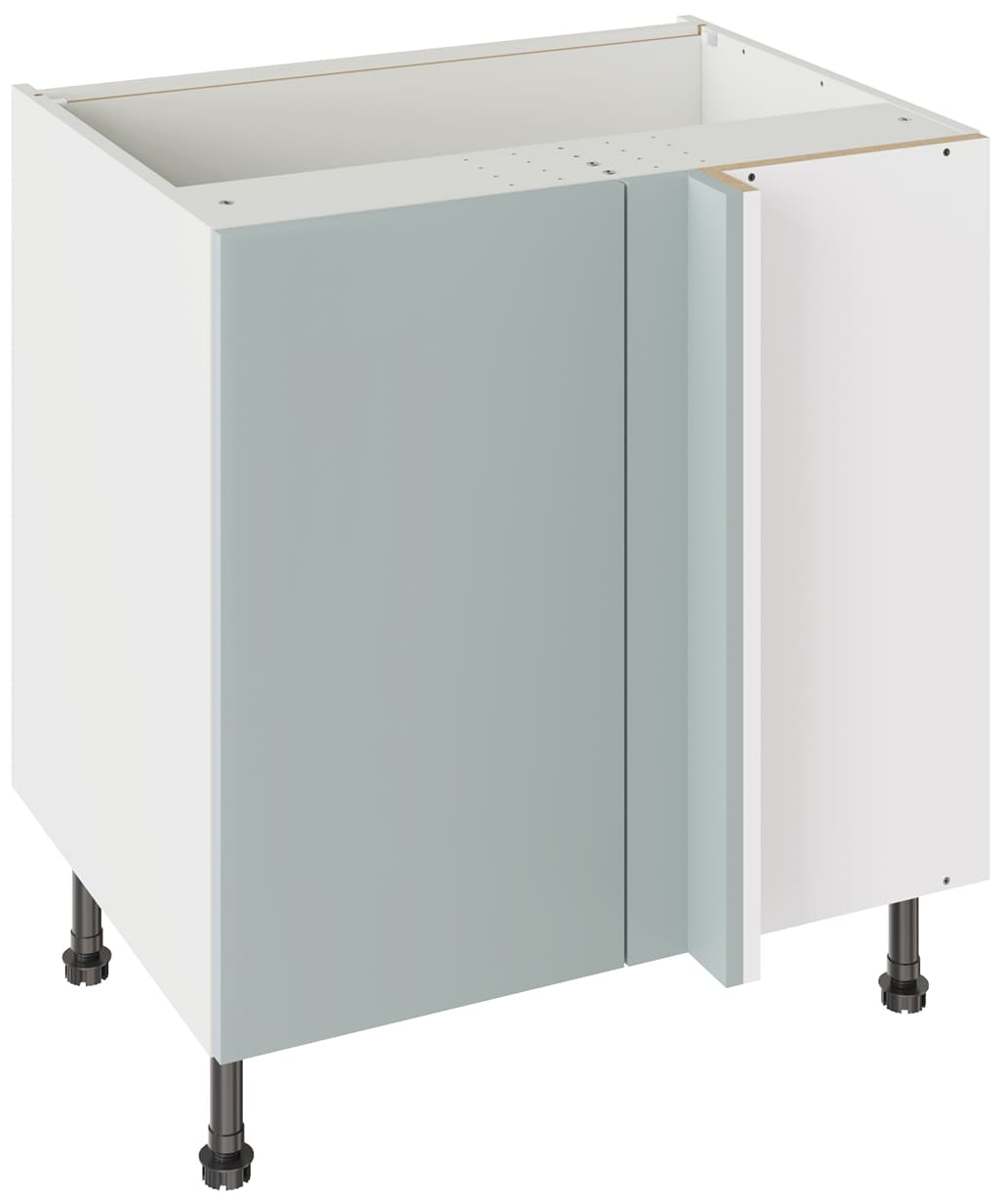 Flatpack 800 Blind Corner Base Kitchen Cabinet Slab Supermatt Aquamarine