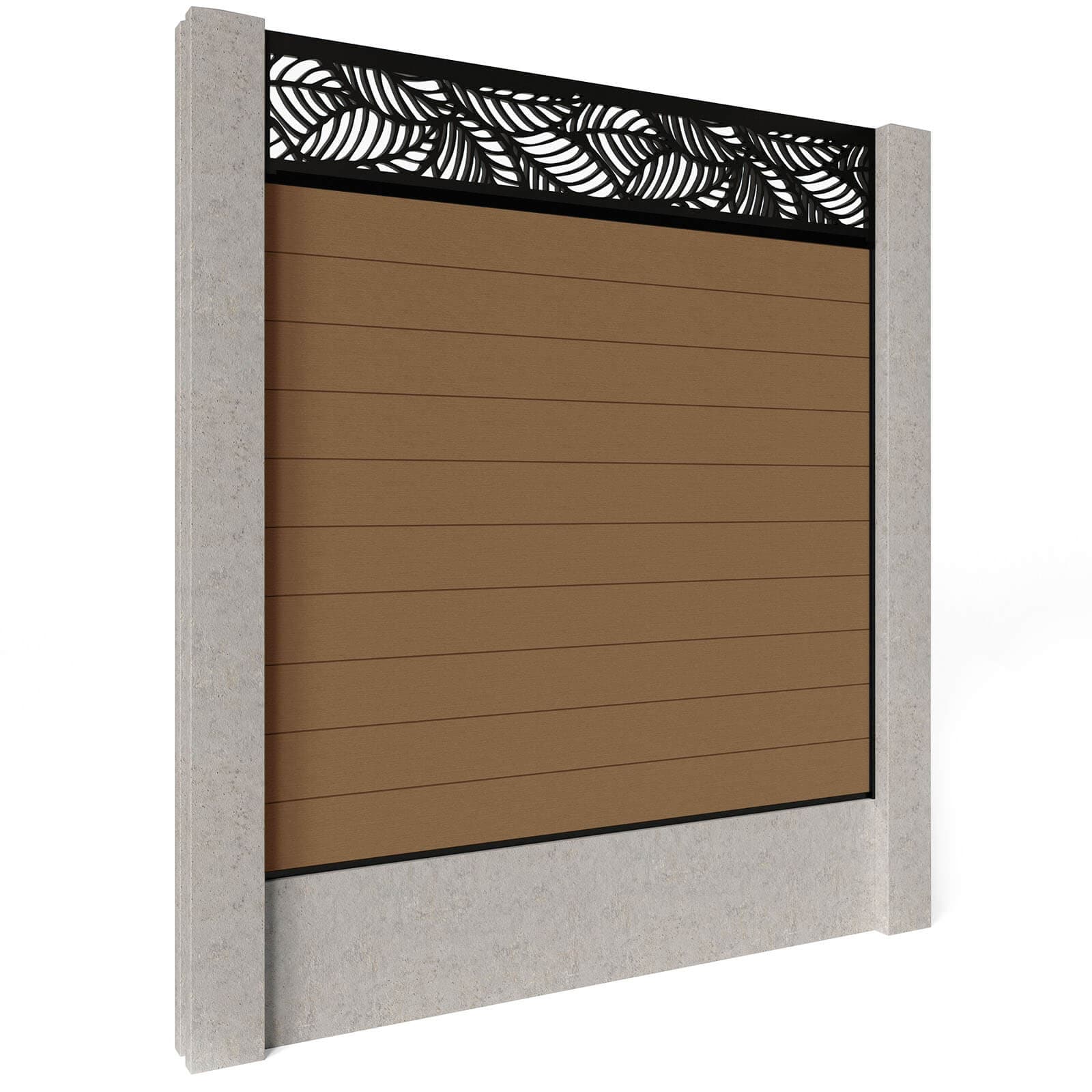 Dino Decking Composite Fence Panels - Amber with Aluminium Railings (for concrete posts) 1.8m