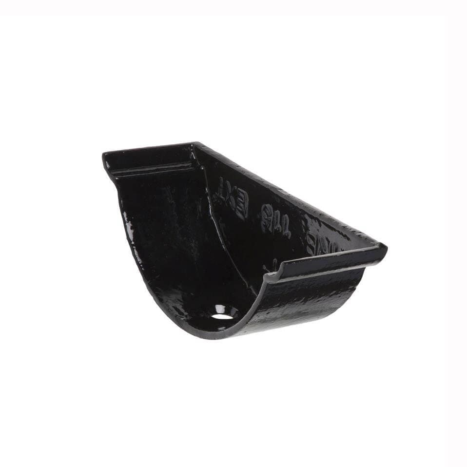 Hargreaves Premier Cast Iron Beaded Half Round Gutter External Stopend - 125mm Black