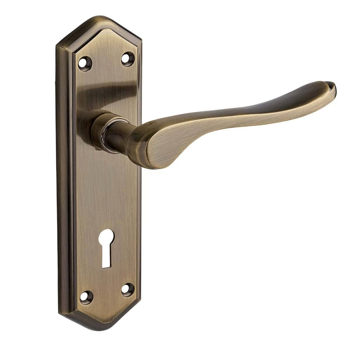 Bewdley Lever Lock Door Handle - Antique Brass - Internal - Pair - Designer Levers