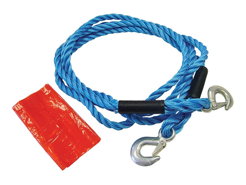 Faithfull XHMTR2040 Tow Rope 4M Metal Hooks 2 Tonne