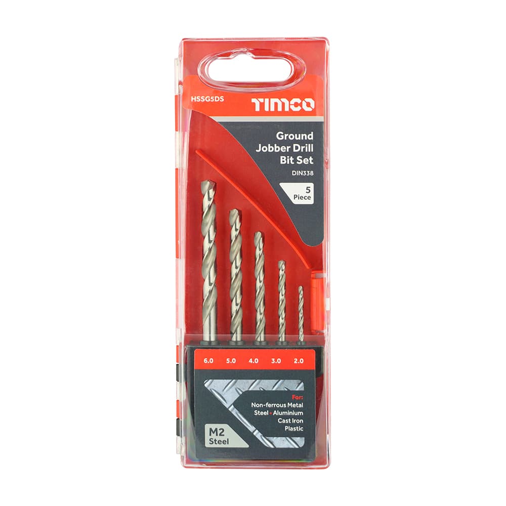 Timco Ground Jobber Drill Bit Set Case 5 HSSG5DS