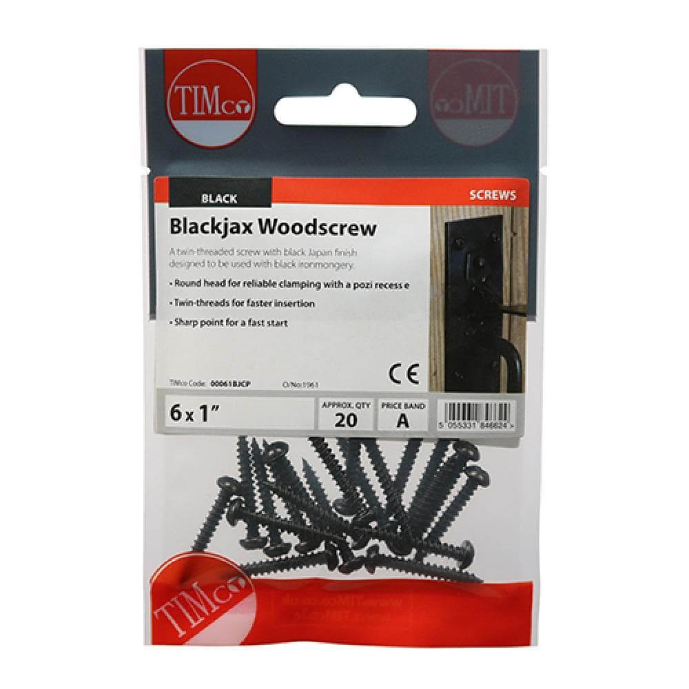 Timco 00061BJCP Blackjax - Pz - Round - Black 6 X 1 TIMpac 20