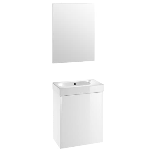 Roca White Melamine Lacquer Chipboard Vitreous China Mini Vanity Pack with Mirror 450, Size: 470x575x250mm