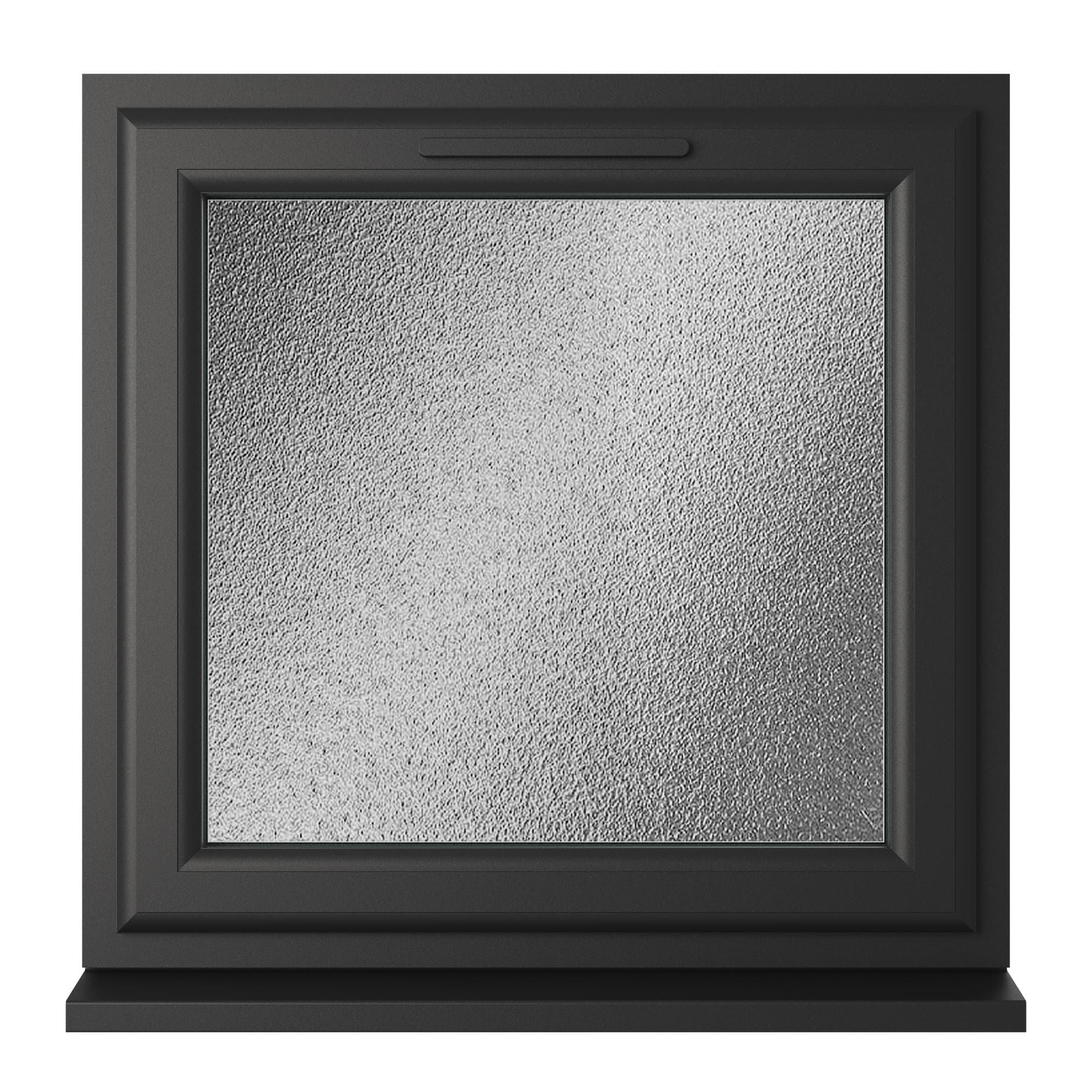 Crystal Triple Glazed uPVC Window Black/White Top Hung 820mm x 820mm Obscure