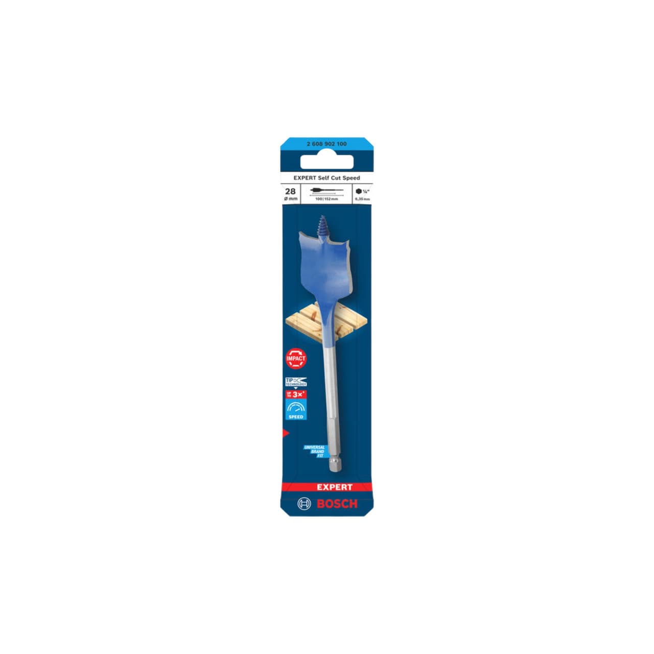 Bosch Powertool Accessories EXPERT Self Cut Speed Spade Drill Bit 28 x 100 x 152mm 2.608.902.100