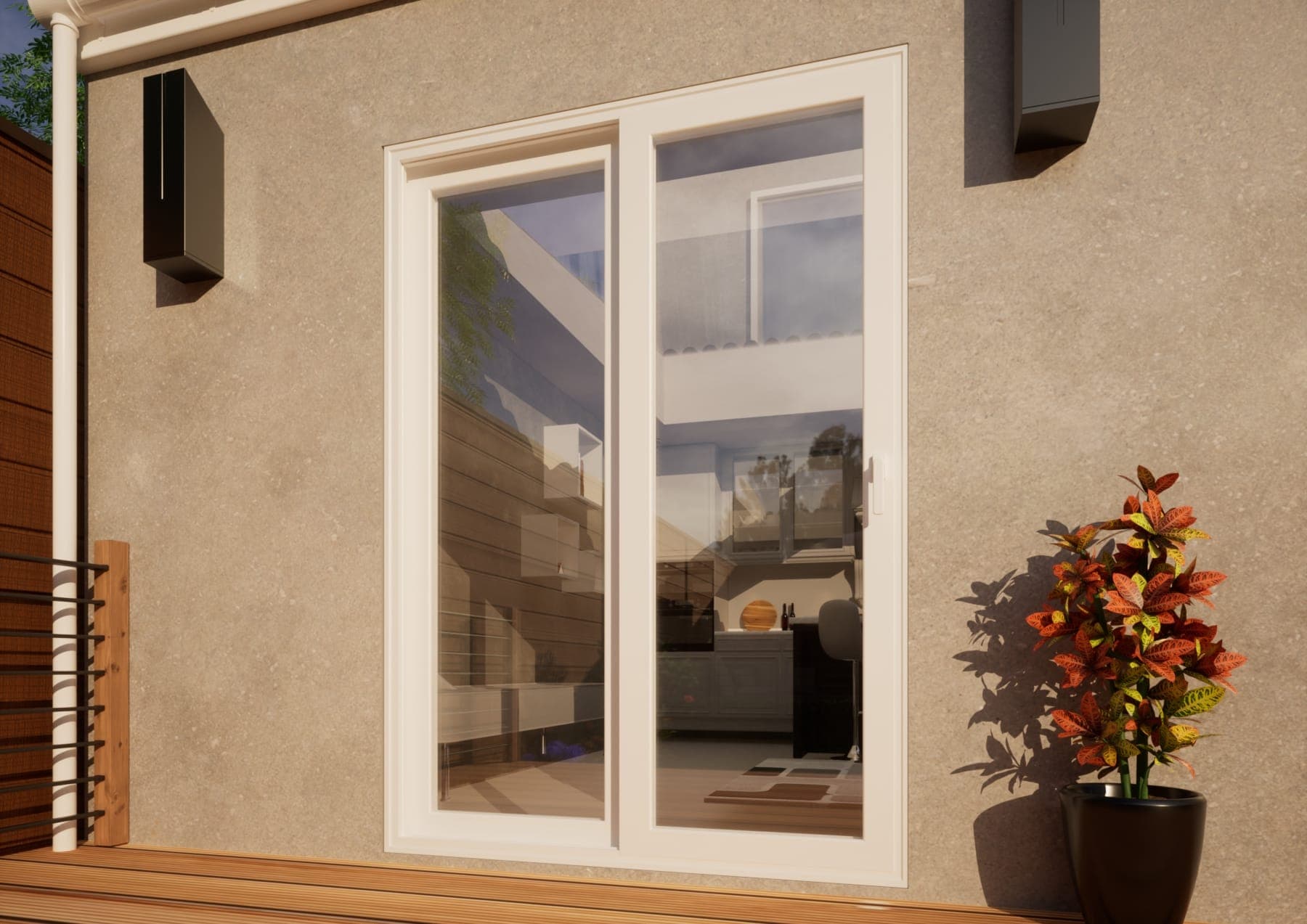 Aluminium Sliding Door - 1500mm White - Right Hand Slide & Left Hand Fixed