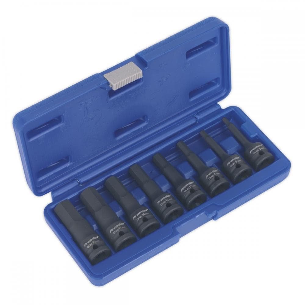 Sealey AK5601 Impact Hex Socket Bit Set 8Pc 1/2inSq Drive