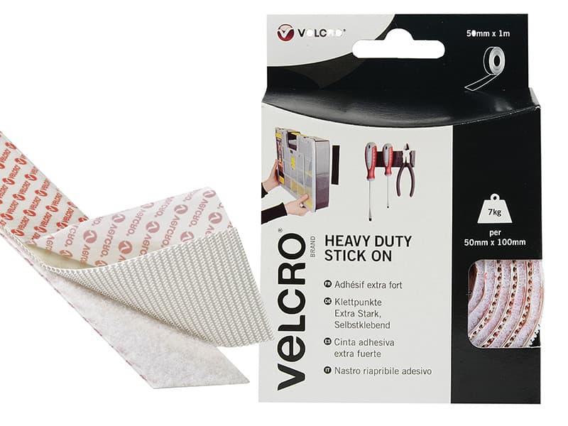 Velcro® Brand 60242 Heavy-Duty Stick On Tape 50Mm X 1M White