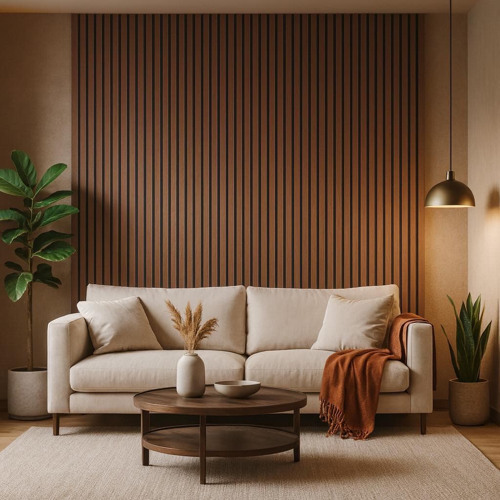 Acoustic Slat Wall Panel Natural Walnut
