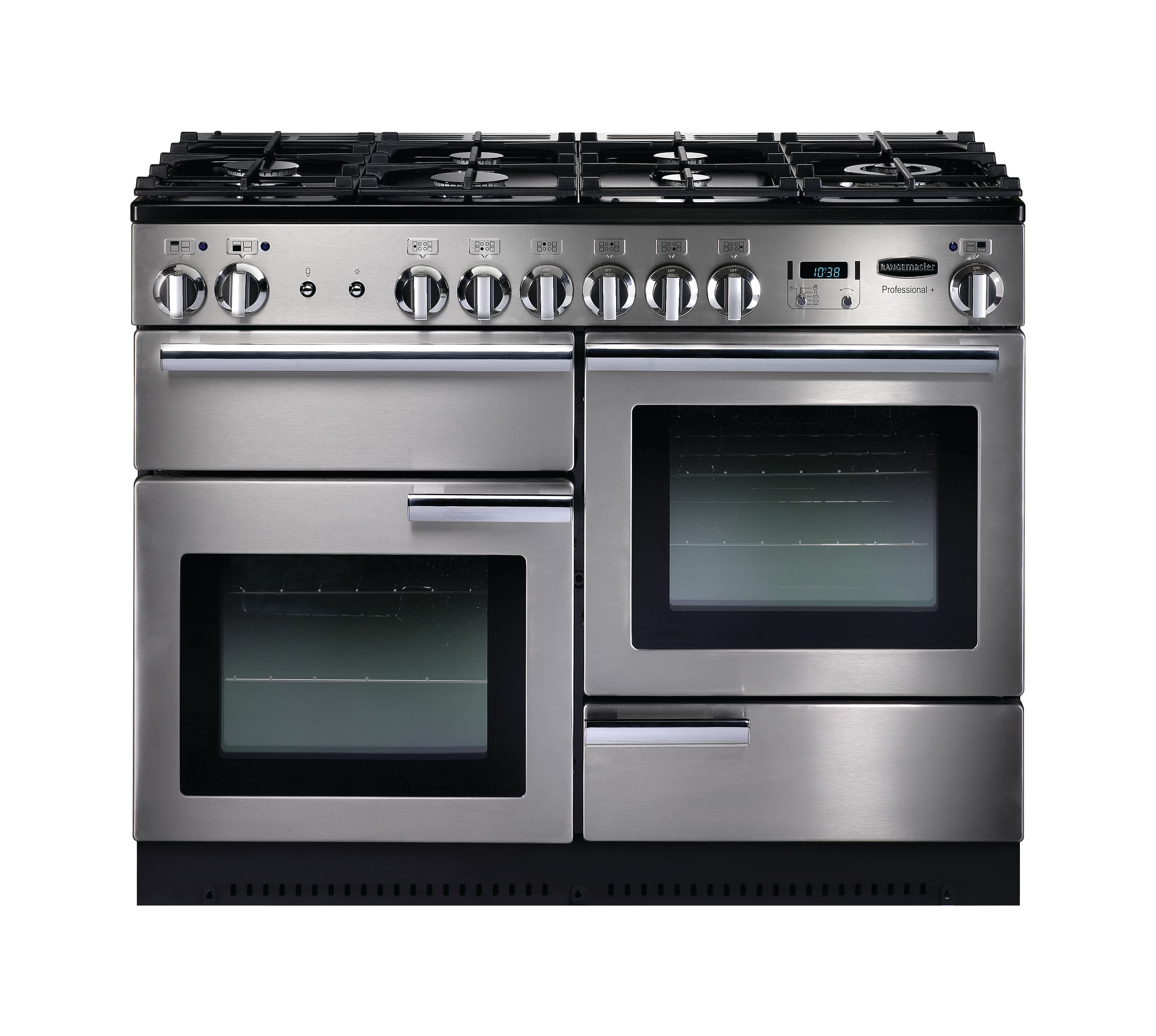 Rangemaster Professional Plus Dual Fuel Range Cooker 110cm Stainless Steel with Chrome Trim - PROP110DFFSS/C