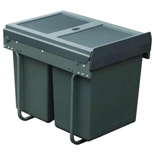 Hafele Tek Pull Out Bin 400 Hinged 2 x 10+20L Dark Grey