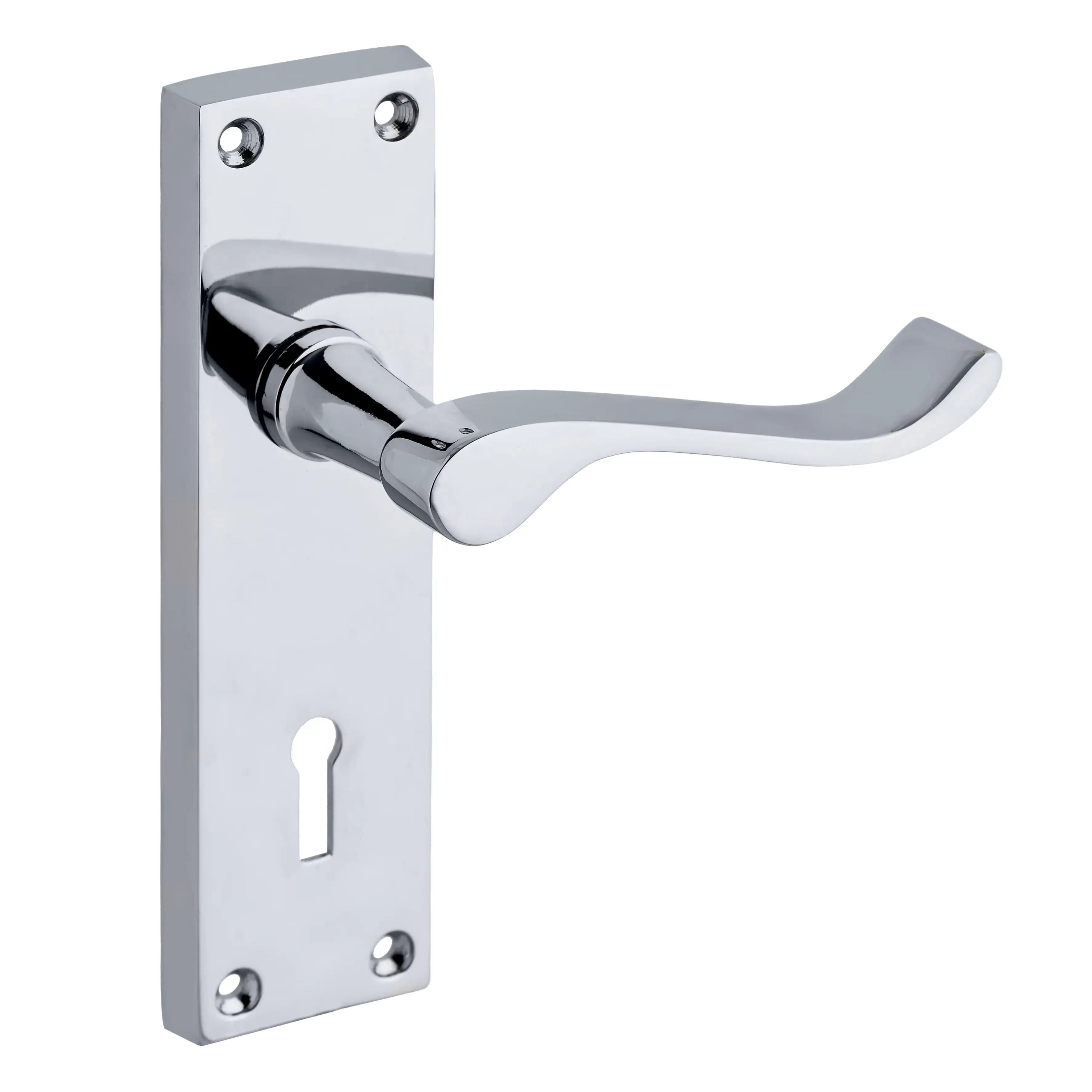 Polished Chrome Victorian Scroll Lever Lock Door Handle - Pair - Designer Levers