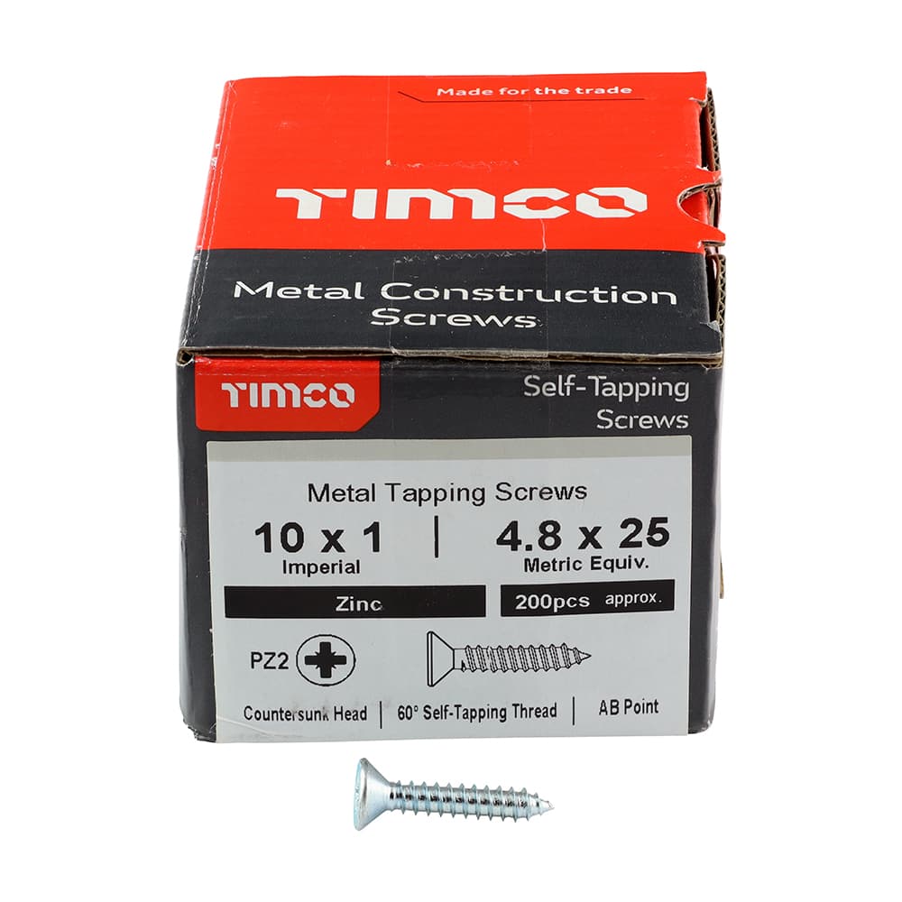 Timco Self-Tapping Screws - Pz - Countersunk - Zinc Box 200 00101CCAZS