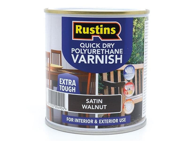 Rustins PSWAW500 Quick Dry Polyurethane Varnish Satin Walnut 500Ml Pswaw500