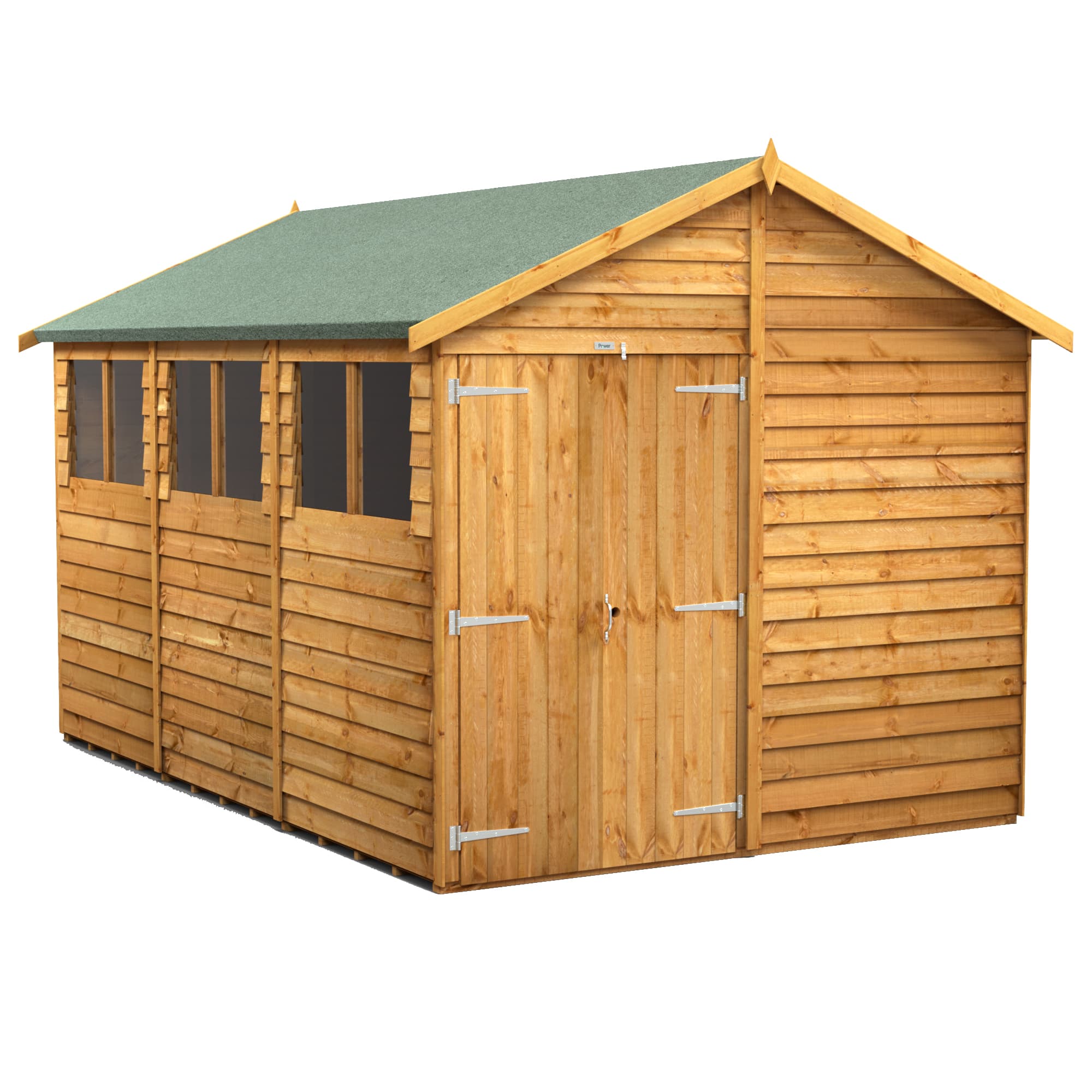 Powersheds 12 x 8 Power Overlap Apex Double Door Shed