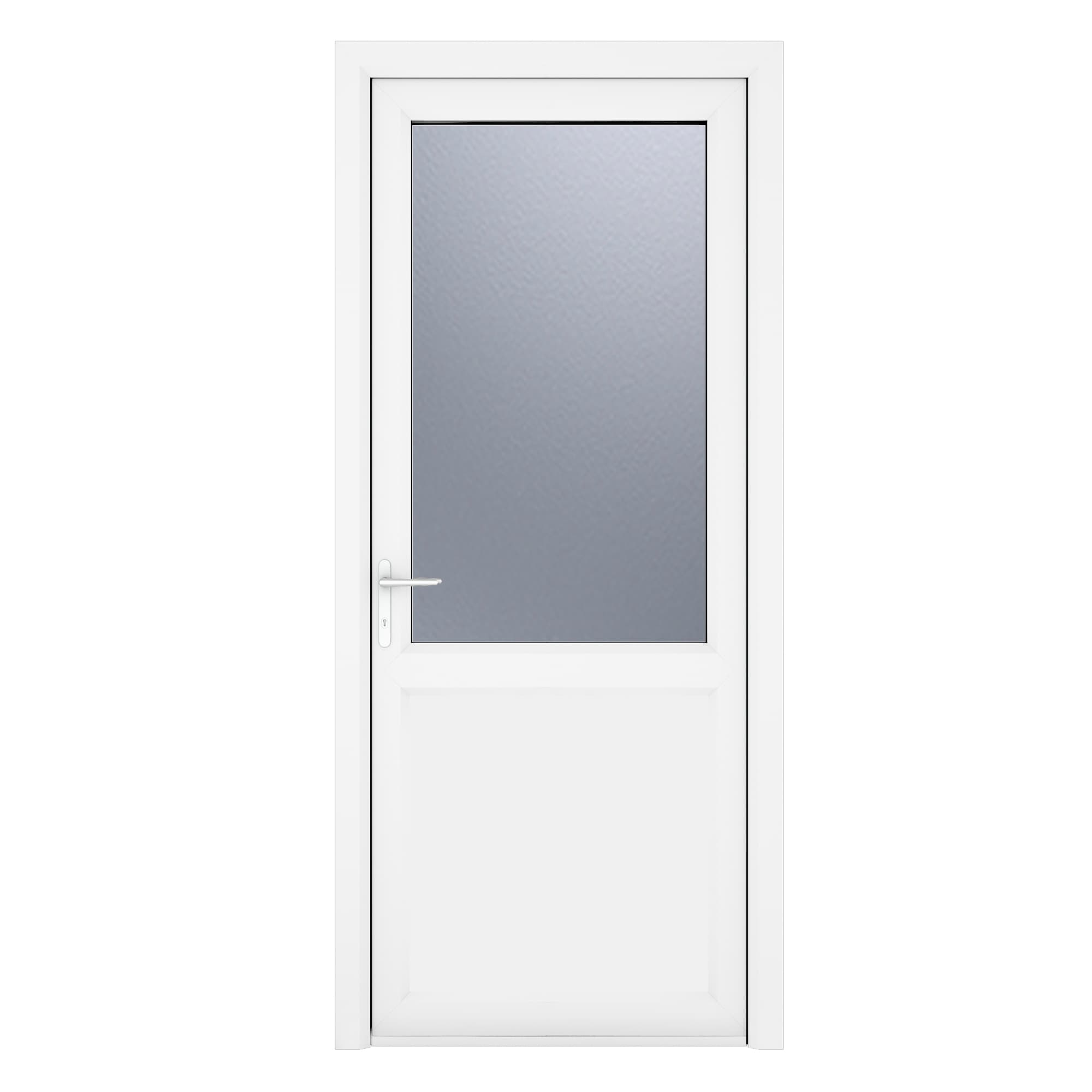 Crystal Single Door Half Glass Half Panel Right Hand White Obscure 920 x 2090 x 70mm