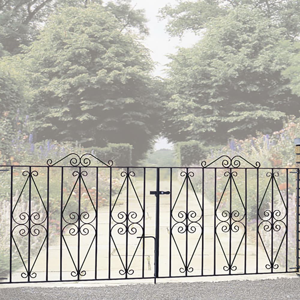 Stirling Double Driveway Metal Gates 3353mm GAP x 914mm High Zinc & Powder ST22ZP
