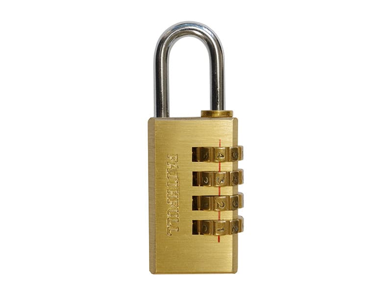 Faithfull NL11 Brass Combination Padlock 20Mm