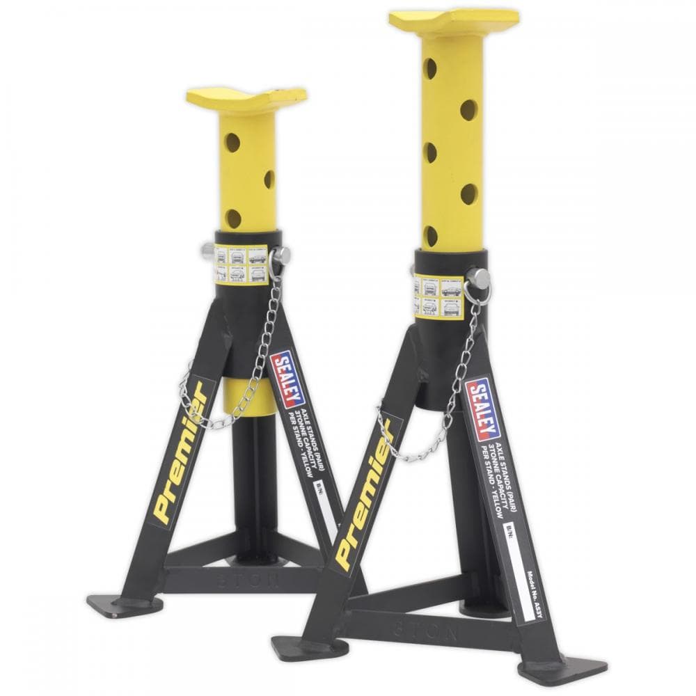Sealey AS3Y Axle Stands (Pair) 3 Tonne Capacity Per Stand - Yellow