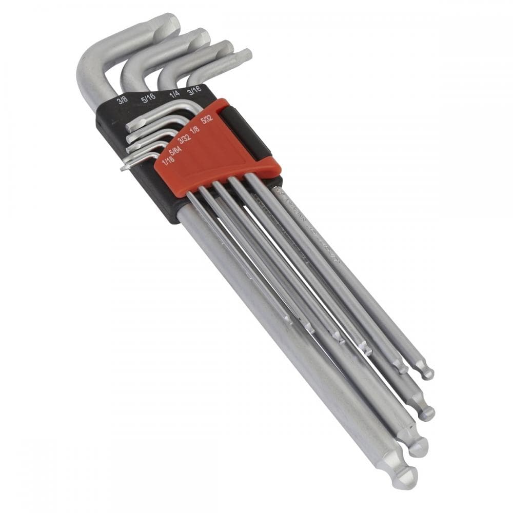 Sealey AK7181 Ball-End Hex Key Set 9Pc Extra-Long Lock-On™ Imperial