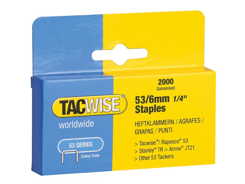Tacwise 0334 53 Light-Duty Staples 6Mm (Type Jt21 A) (Pack 2000)