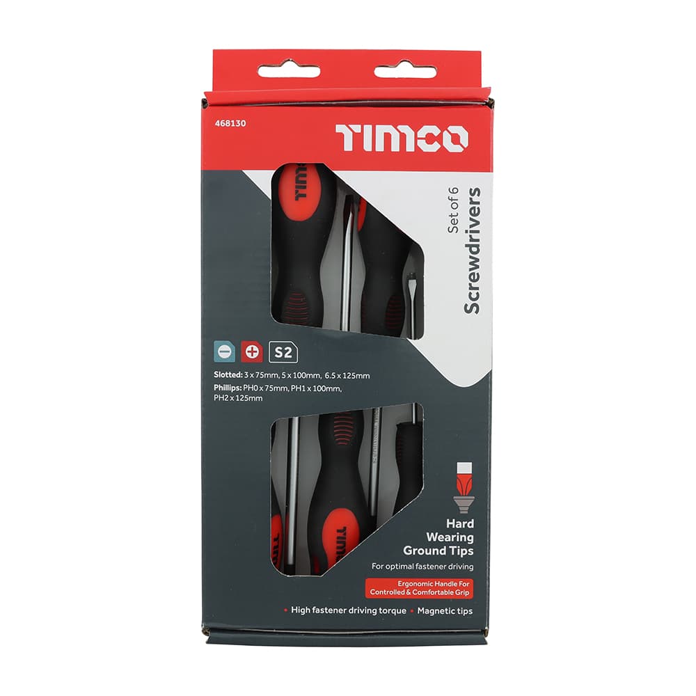 Timco 468130 Screwdriver Set 6 Pieces Box 6