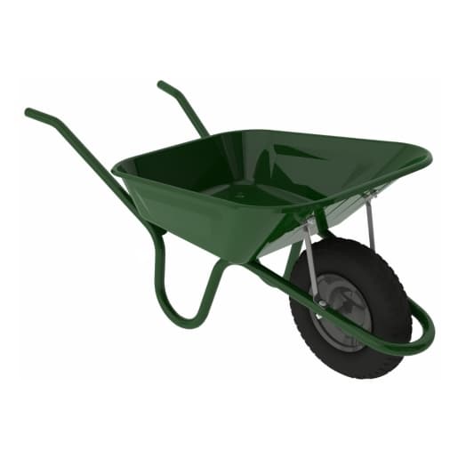 Haemmerlin Green Steel Pre-Assembled Pneumatic Tyre Wheelbarrow, Size: 90L