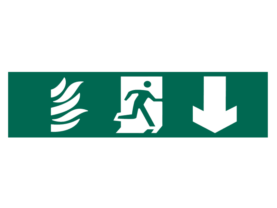 Scan Running Man Arrow Down - PVC Sign 200 x 50mm 5203