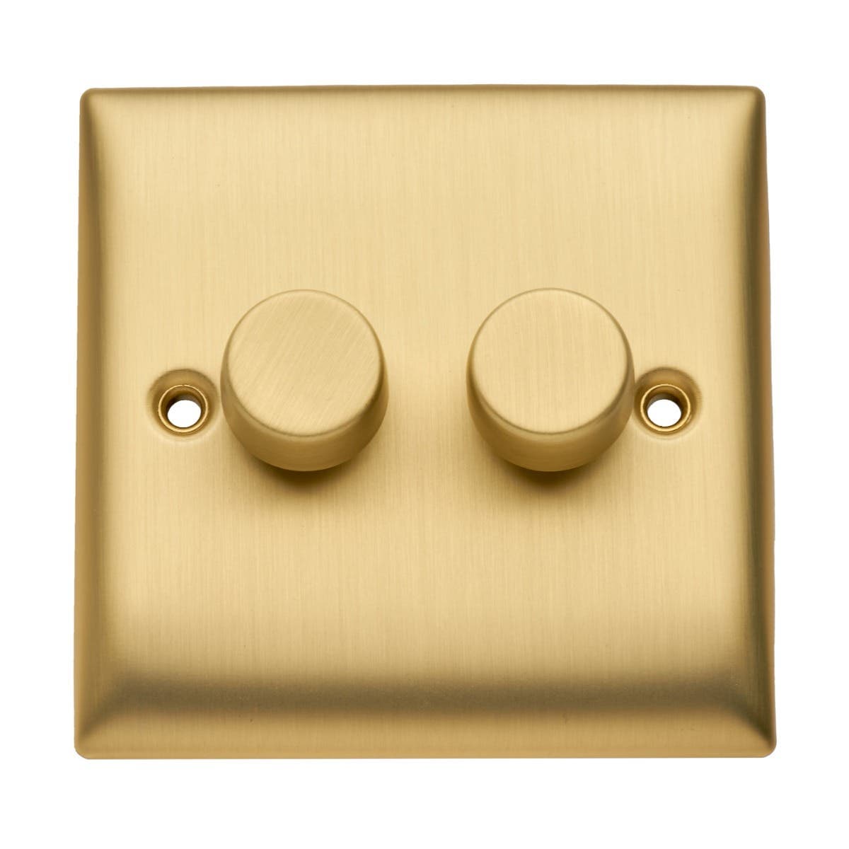 Double Dimmer Switch -2 Gang/2 Way - 100W -Push On/Off - LED/CFL - Brushed Brass