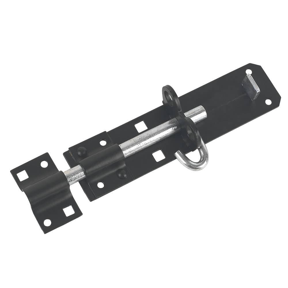 Steel Brenton Padlock Gate Bolt - 200mm - Black Powder Coated - Hardware Solutions