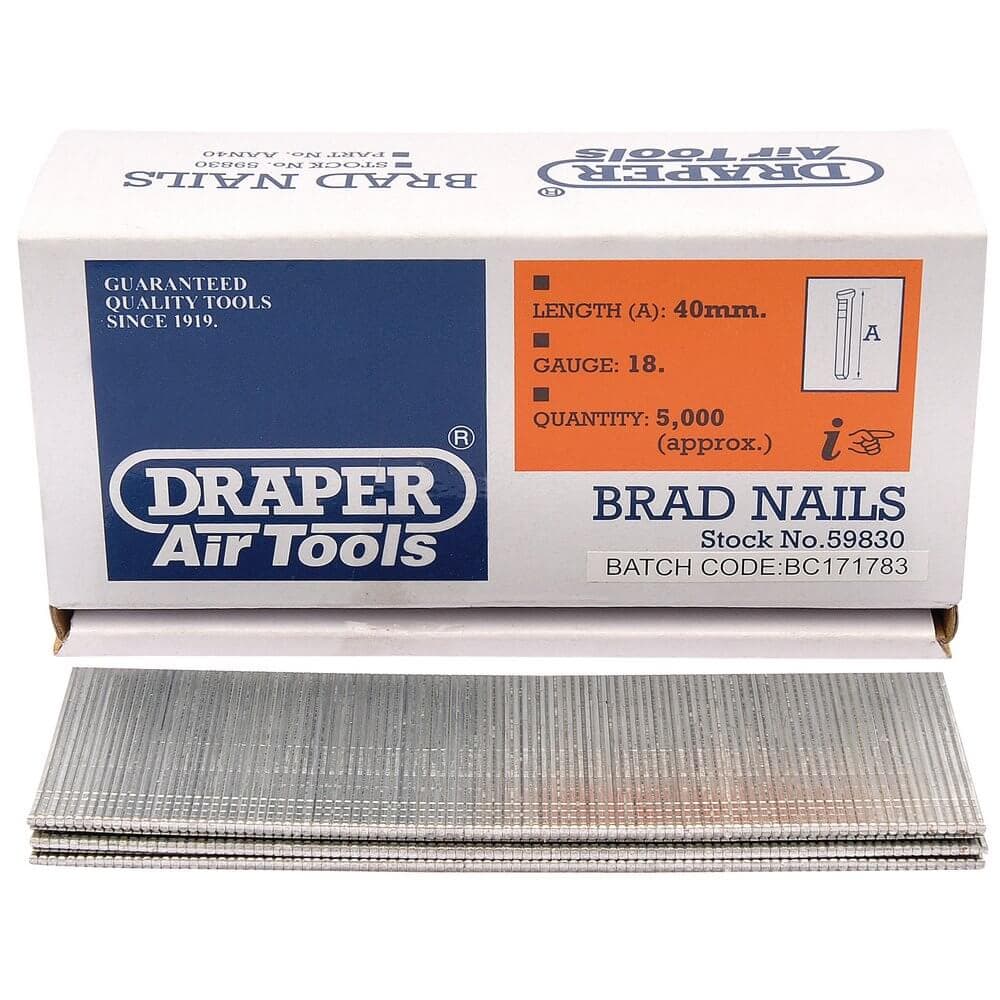Draper 59830 Brad Nails 40Mm (Pack Of 5000) each