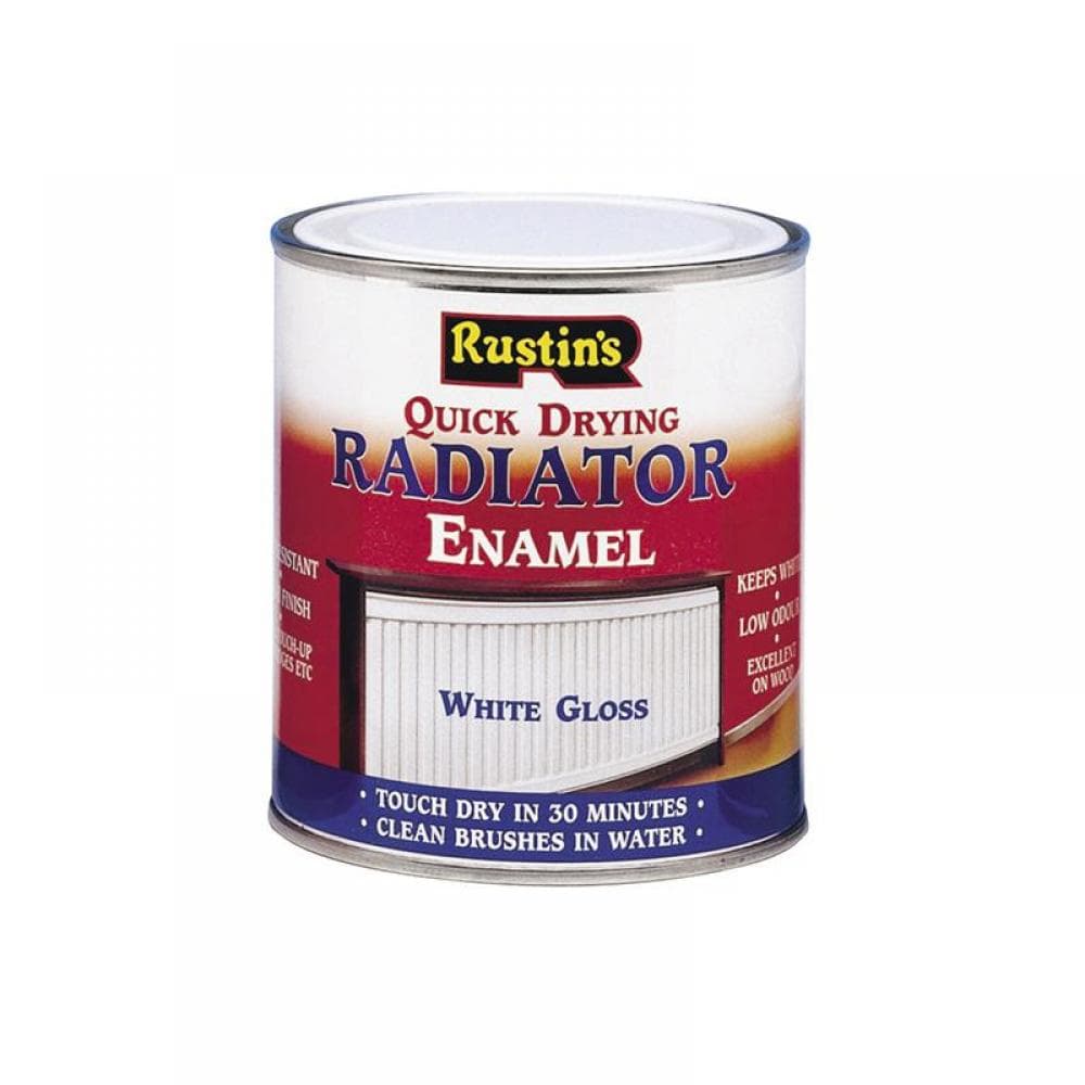Rustins RADG500 Quick Dry Radiator Enamel Paint Gloss White 500Ml