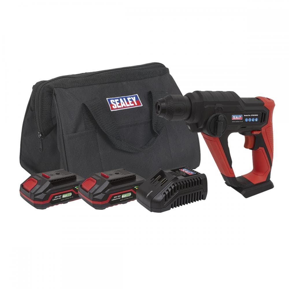 Sealey CP20VSDSKIT Cordless Rotary Hammer Drill Kit 20V Sv20 Series Sds Plus - 2 Batteries